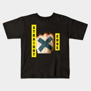 Straight Edge Xed Up Hand hardcore - yellow text Kids T-Shirt